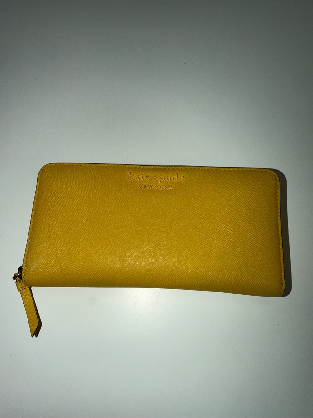 kate spade Yellow Saffiano Zip Wallet